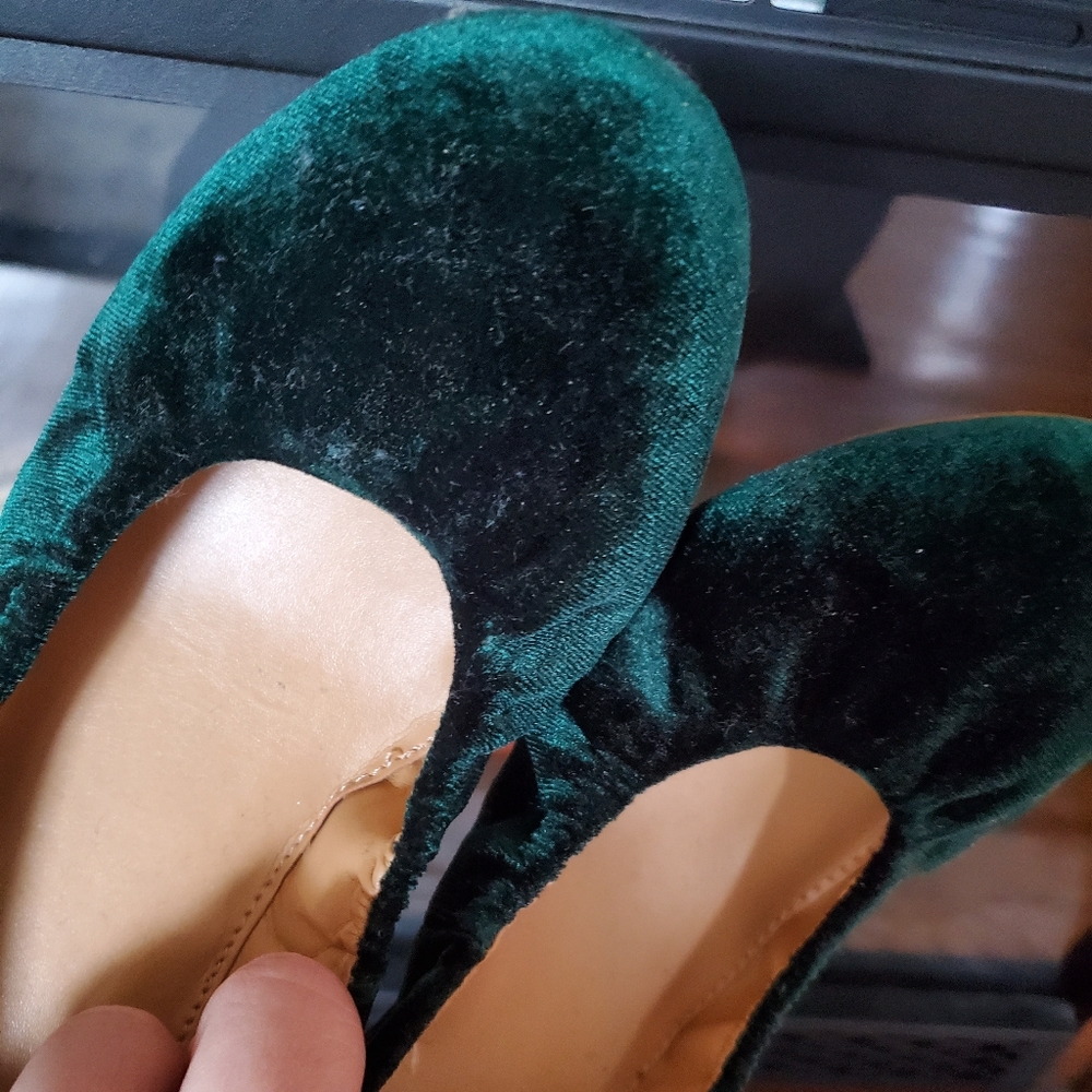 J Crew Deep Green Flats